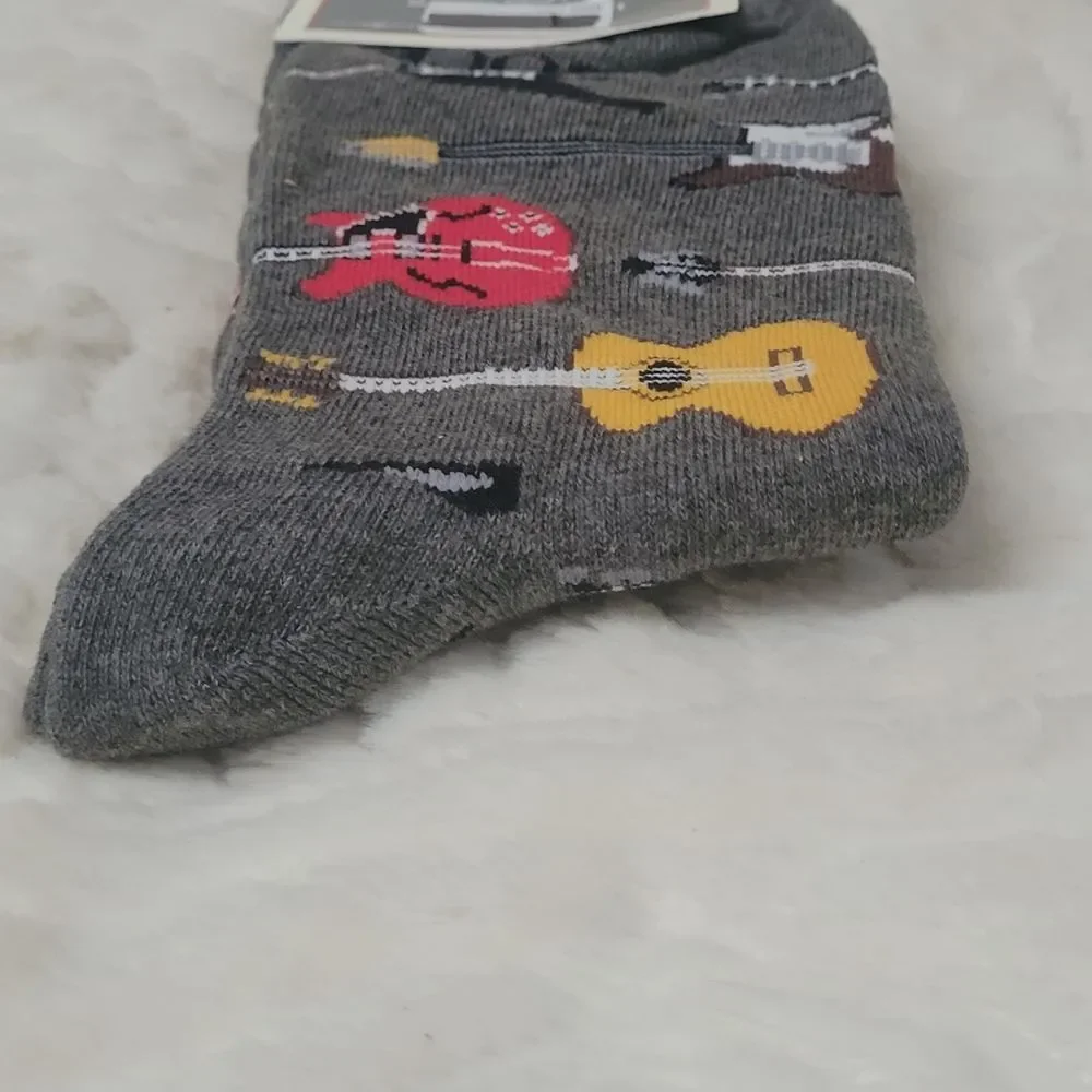 Socksmith Guitar Riff Crew Socks Multicolor Electric Acoustic Guitars OSFM New